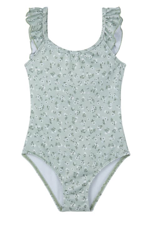 Ditsy Dream Textured Square Neck Ruffle One Piece