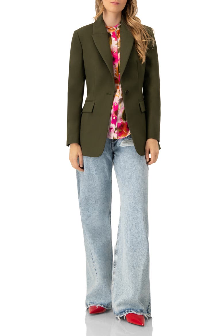 Single-Breasted Blazer With Front Flap Pockets, Alternate, color, Green