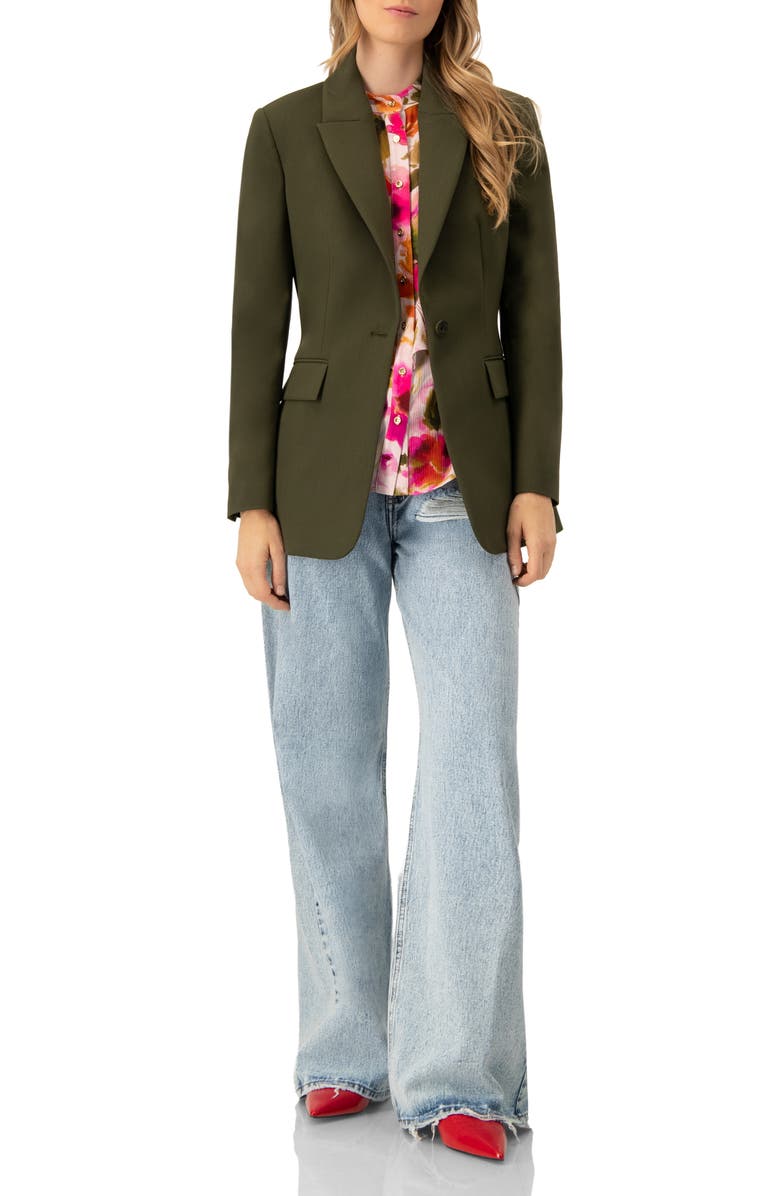 IVONNE Single-Breasted Blazer With Front Flap Pockets, Alternate, color, Green