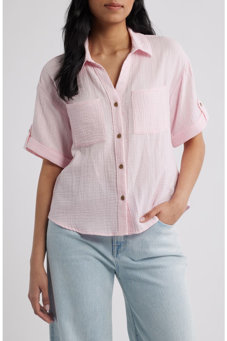 River Gauze Shirt, Main, color, PALE PINK