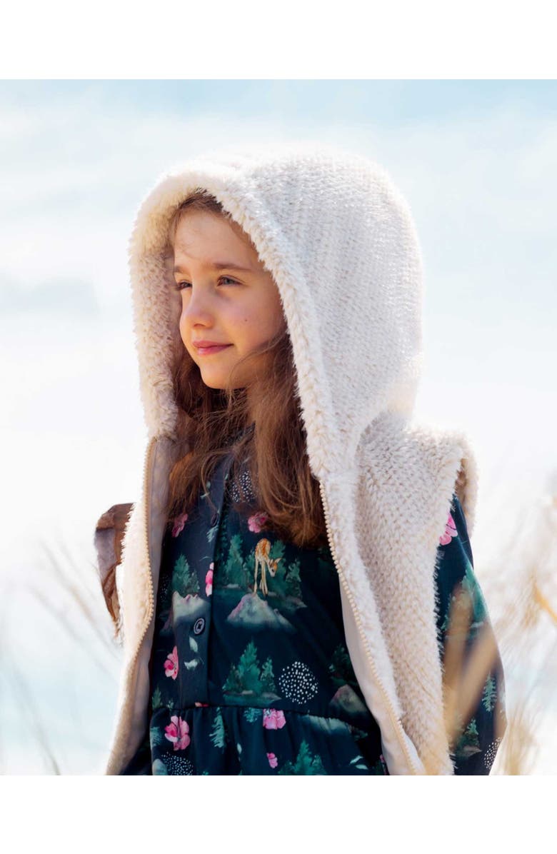 Deux par Deux Girl's Hooded Vest With Pocket Beige, Alternate, color, 