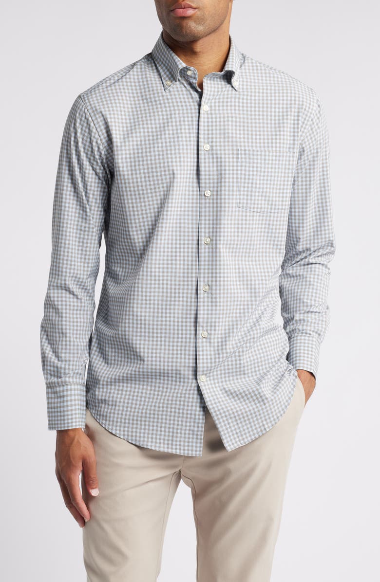 Peter Millar Murray Check Performance Poplin Button-Down Shirt, Main, color,