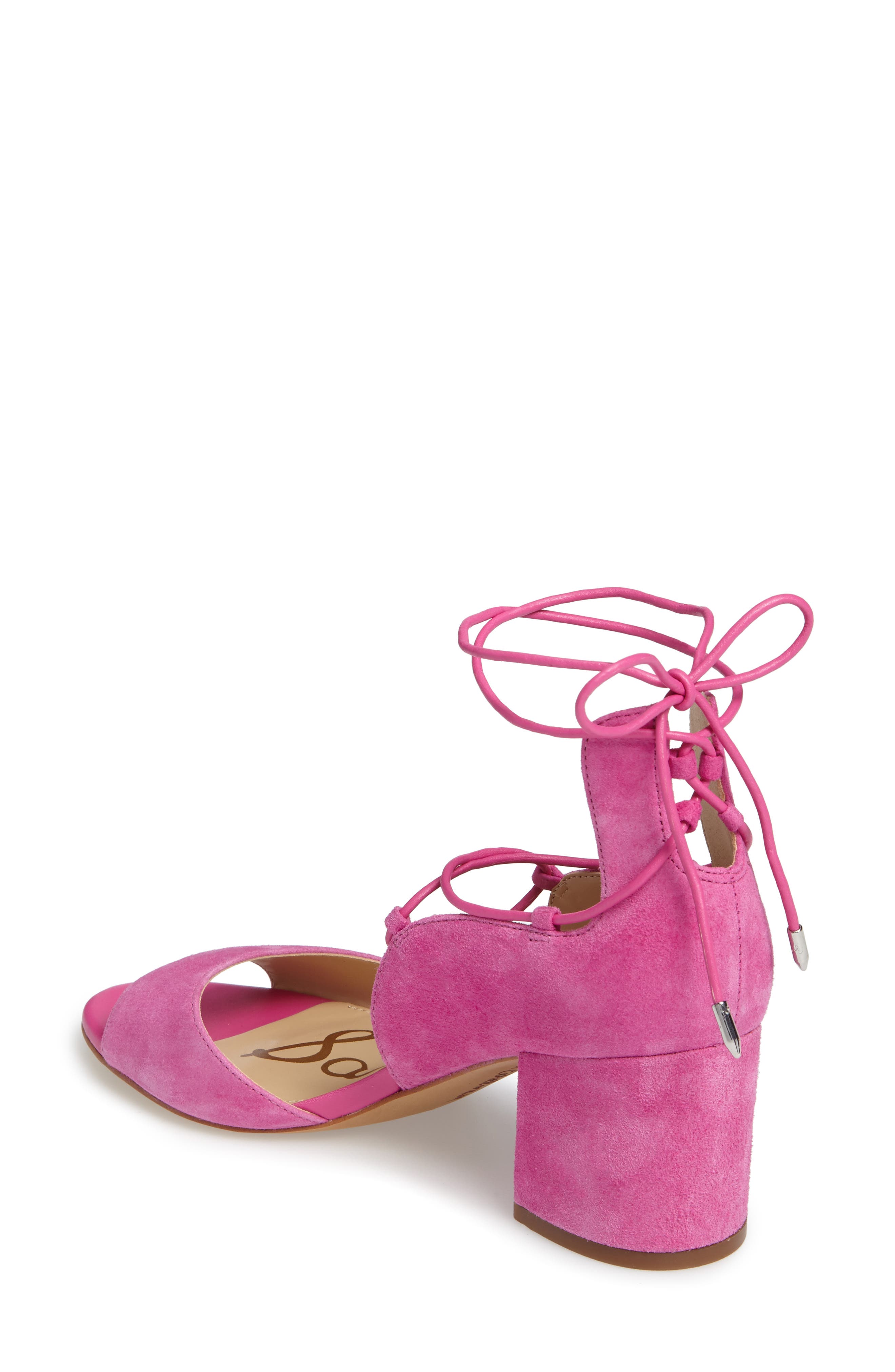 Serene Lace-Up Sandal, Alternate, color, HOT PINK SUEDE