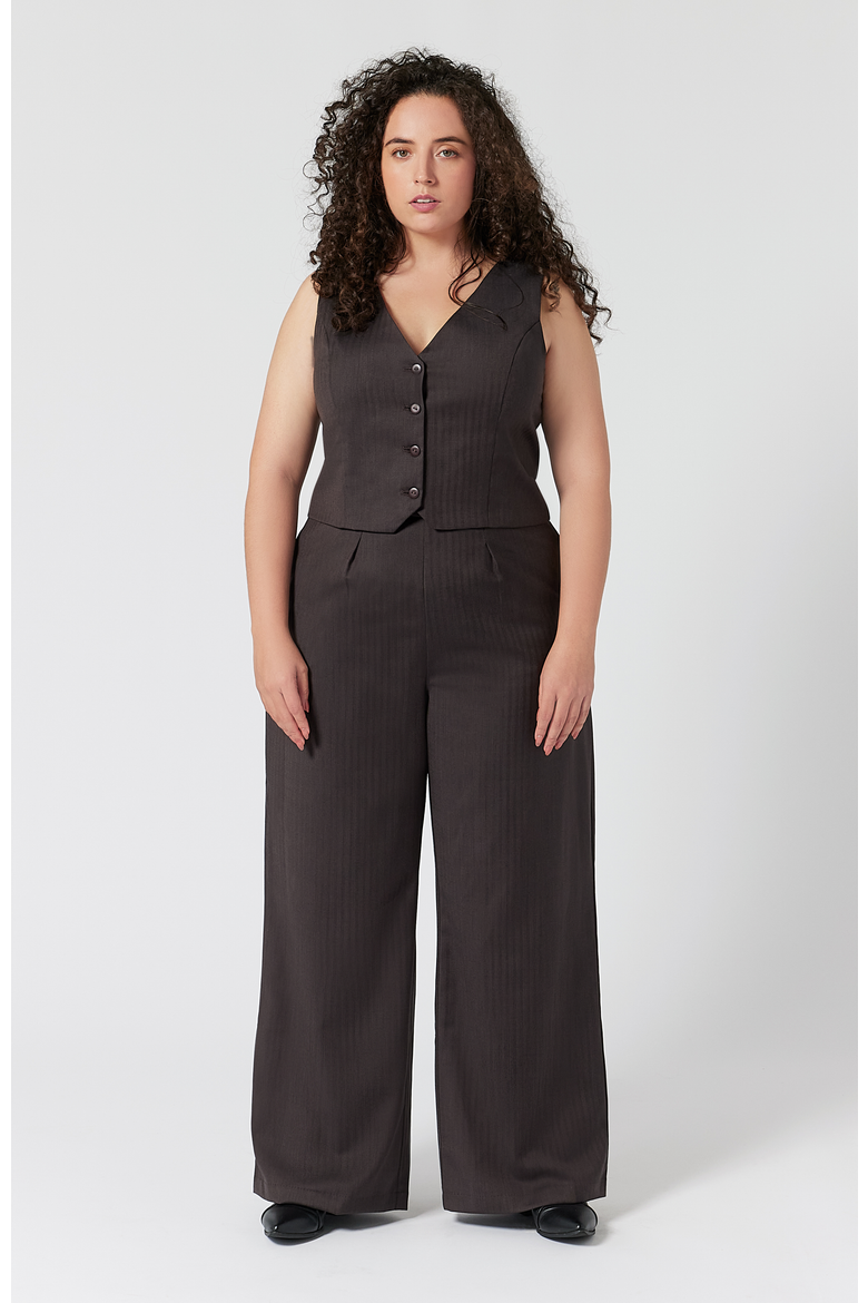 The Wool Wide Leg Pant For Full Hips And Thighs, Alternate, color, Deep Plum