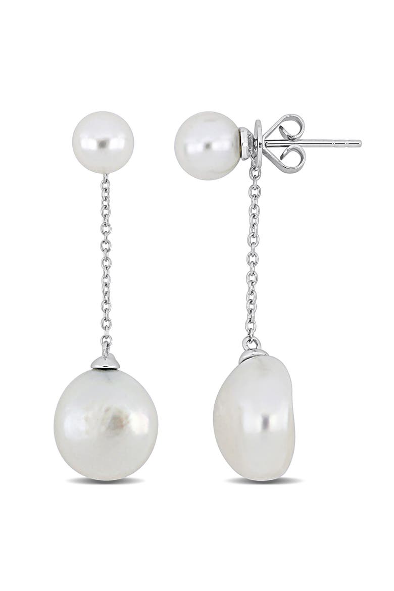 Freshwater Pearl Dangle Chain Earrings 10k, Main, color, Cultured Freshwater Pearl