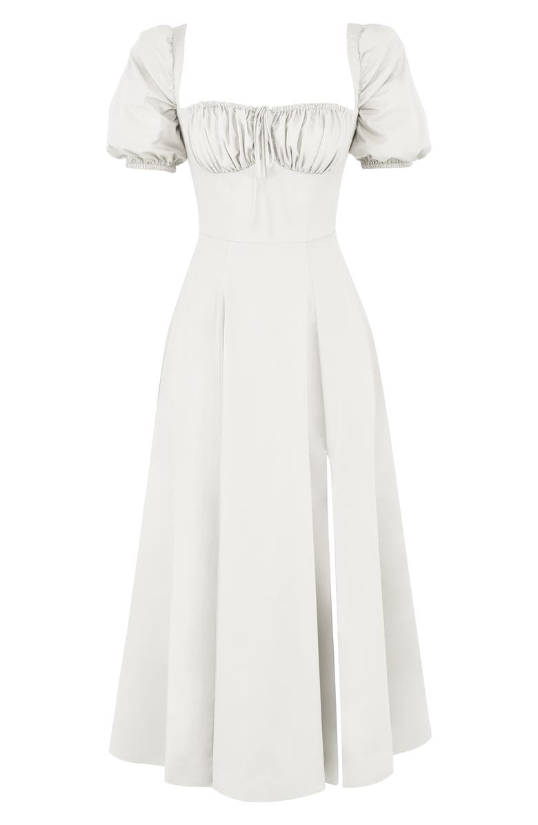 HOUSE OF CB Tallulah Puff Sleeve Midi Dress, Alternate, color, White