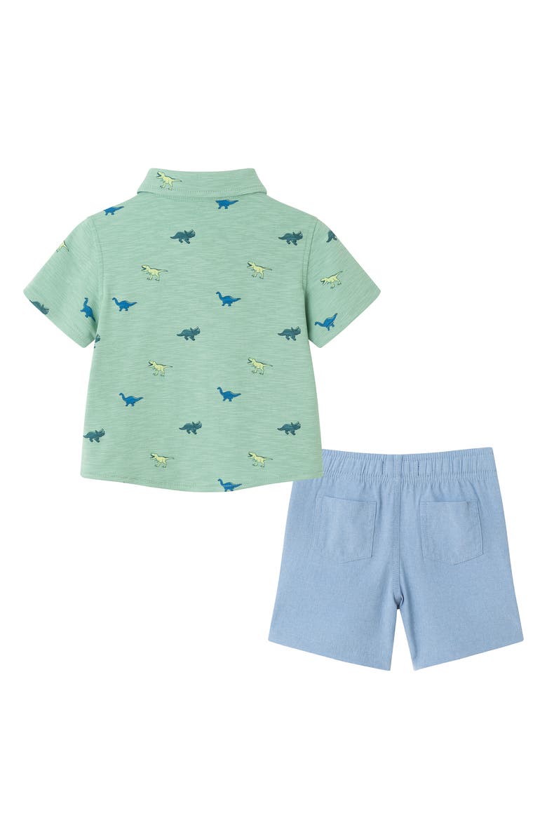 Andy & Evan Dino Print Button-Up Shirt & Shorts Set, Alternate, color, Light Green