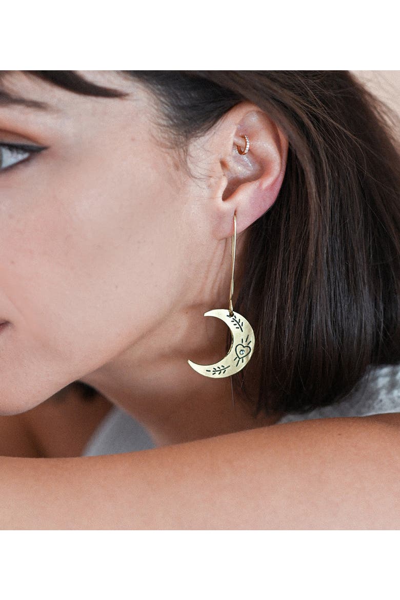 Ruchi Crescent Moon Dangle Earrings, Alternate, color, Gold