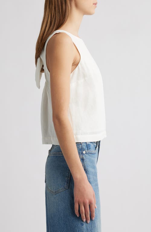 French Connection Birdie Tie Back Cutout Linen Blend Tank In 10-summer White
