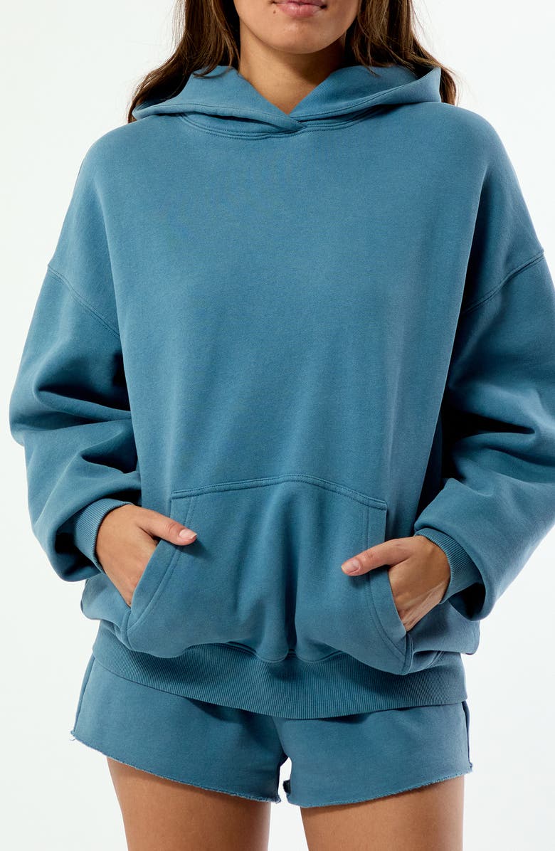 PacSun Core Washed Fleece Hoodie, Alternate, color, Dark Blue