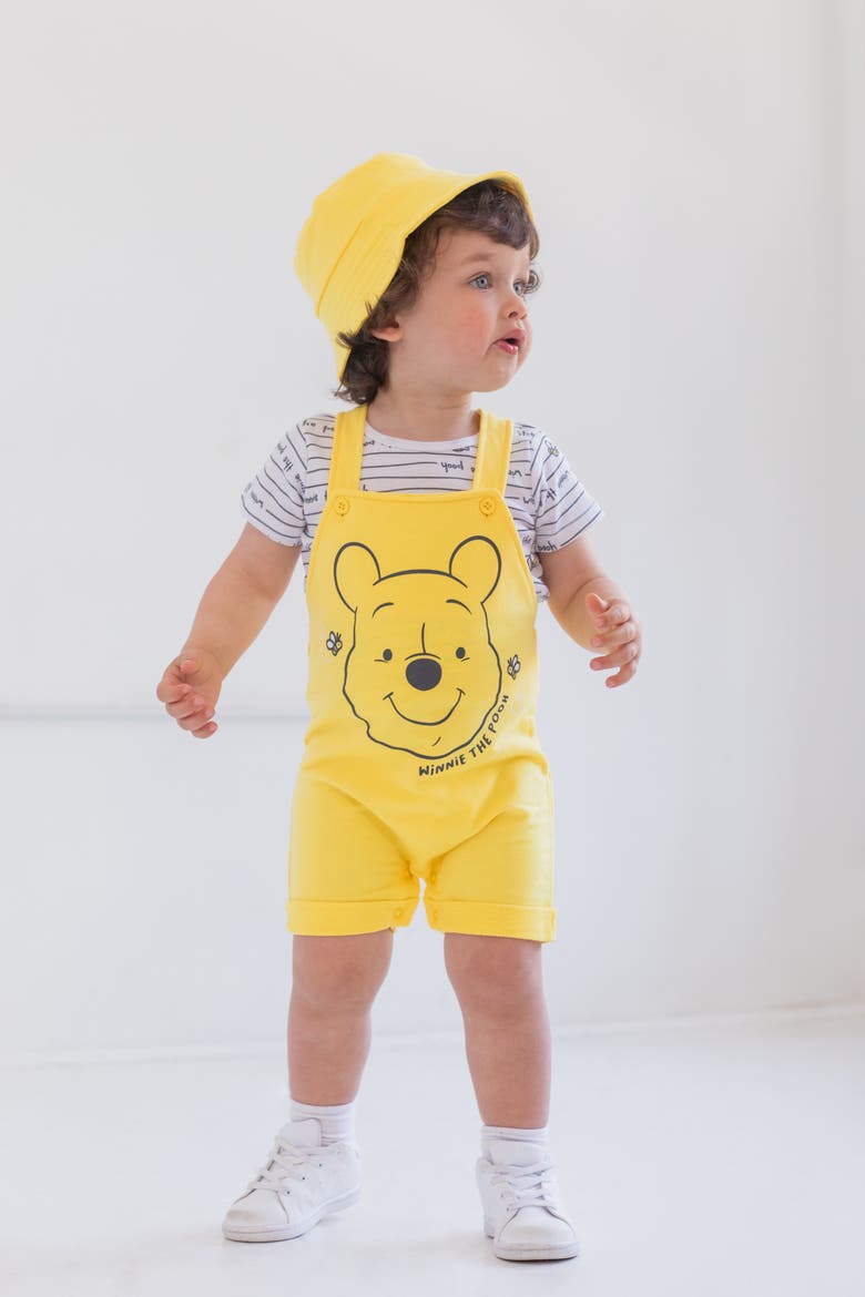Winnie the Pooh Shortall and Tee Set with Bucket Hat, Alternate, color, Yellow Pooh