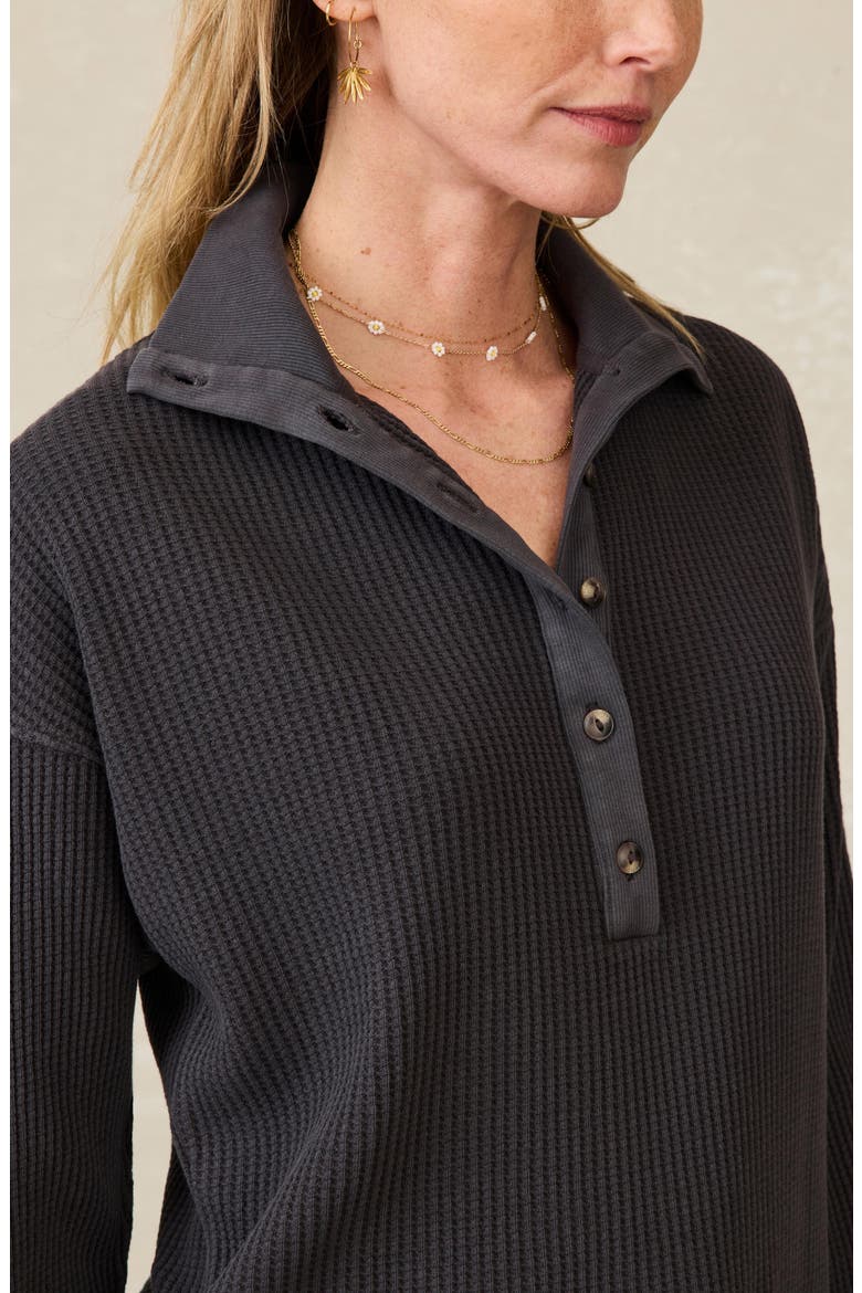 Surf Organic Cotton Waffle Henley, Alternate, color, WASHED BLACK