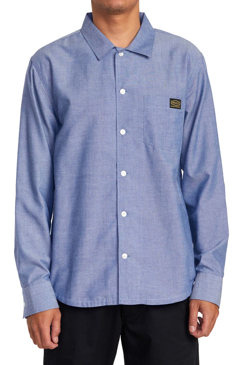 Day Shift Button-Up Shirt, Main, color, BLUE CHAMBRAY
