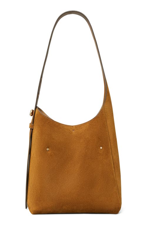 Tory Burch Small Romy Pebble Leather Hobo Bag In Brown
