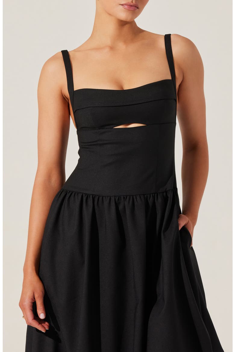 Jevi Sleeveless Bubble Midi Dress, Alternate, color, BLACK