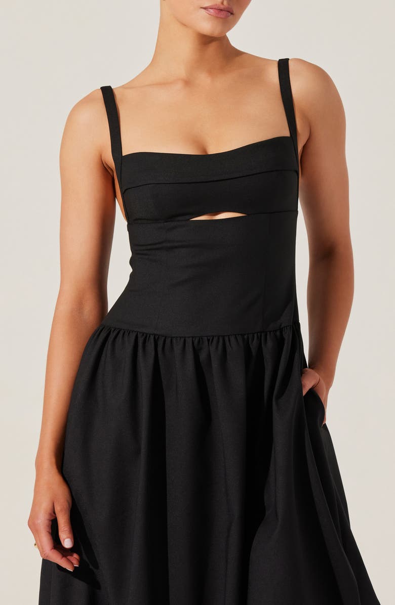 ASTR the Label Jevi Sleeveless Bubble Midi Dress, Alternate, color, Black