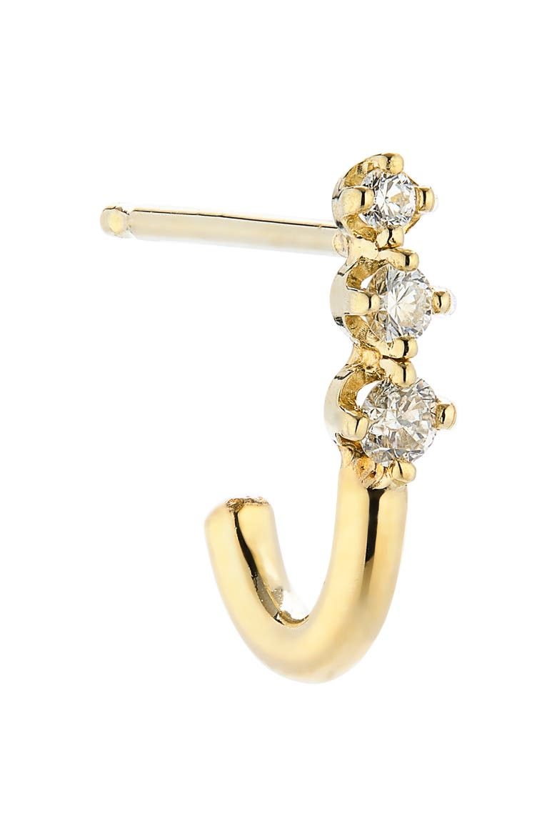 14K Gold Diamond J-Hook Stud Earrings, Alternate, color, 14K YELLOW GOLD