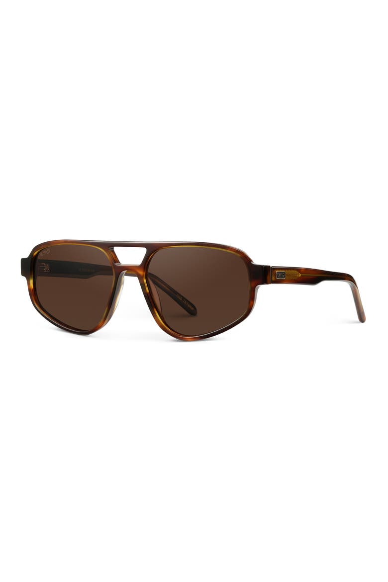 Brooklyn - 56mm Double Bridge Aviator Polarized Sunglasses, Alternate, color, Golden Brown Grain