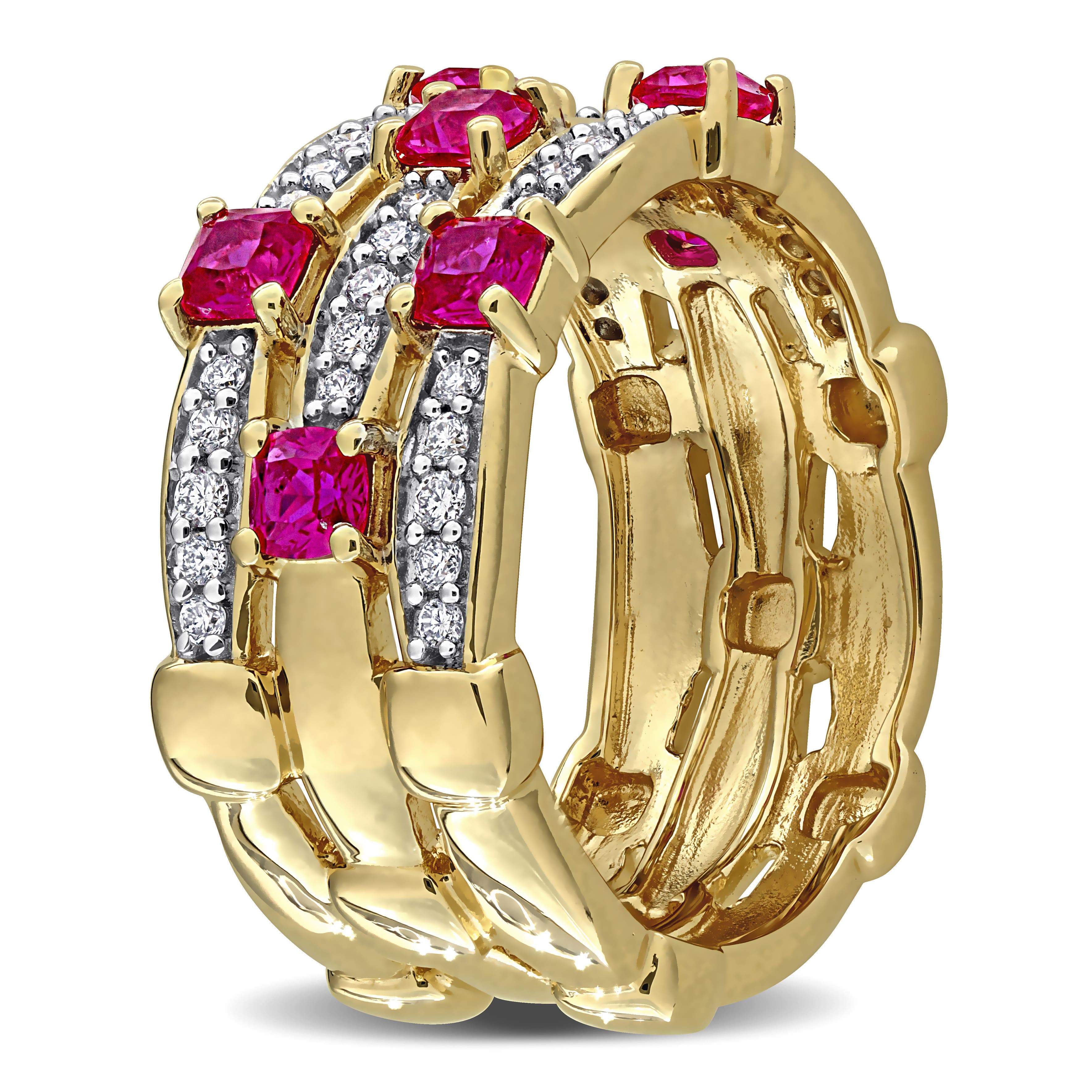 Julianna B. Lab-Created Gemstone & Diamond 3-Row Ring (Women) | Nordstrom