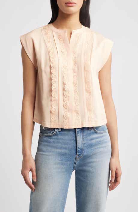 Wit & Wisdom Embellished Cap Sleeve Button-Up Shirt