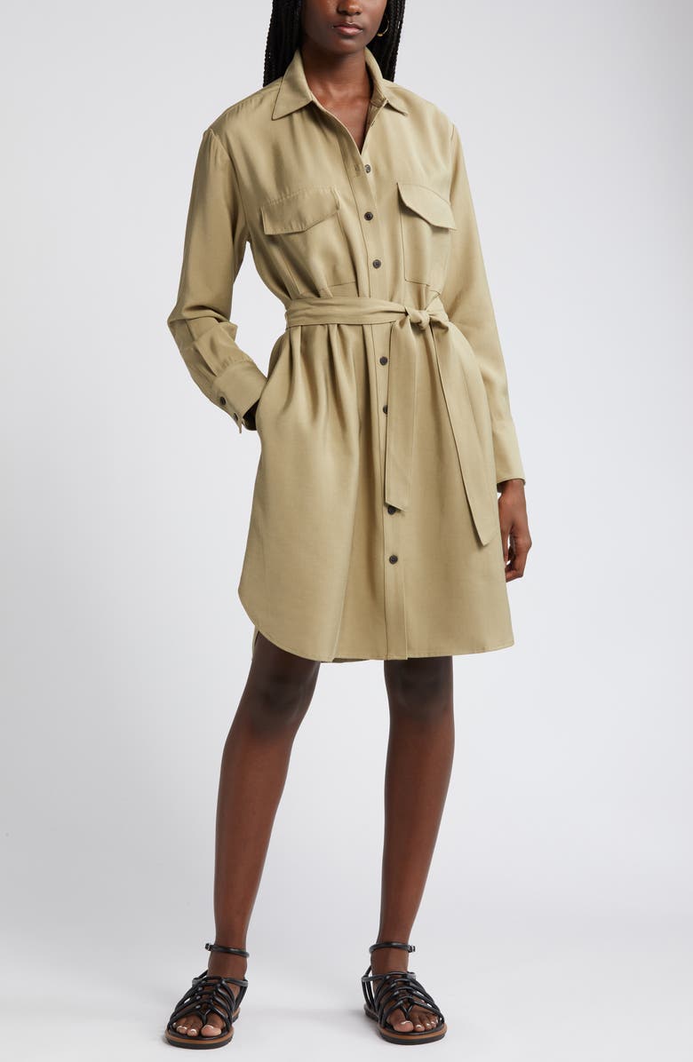 Nordstrom Long Sleeve Belted Shirtdress, Main, color, Olive