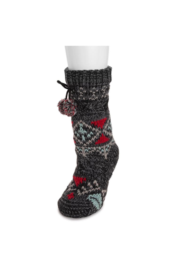 Chunky Fairisle Cabin Sock, Main, color, Black