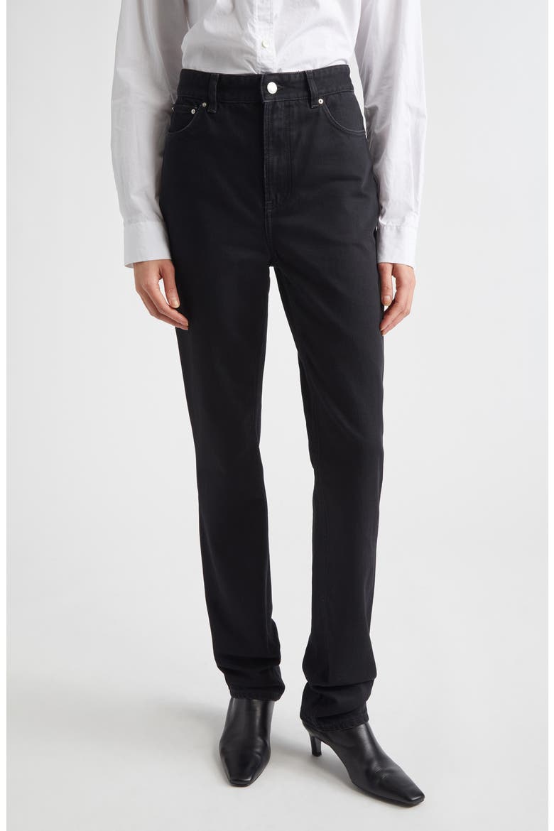 High Waist Organic Cotton Slim Leg Jeans, Main, color, BLACK