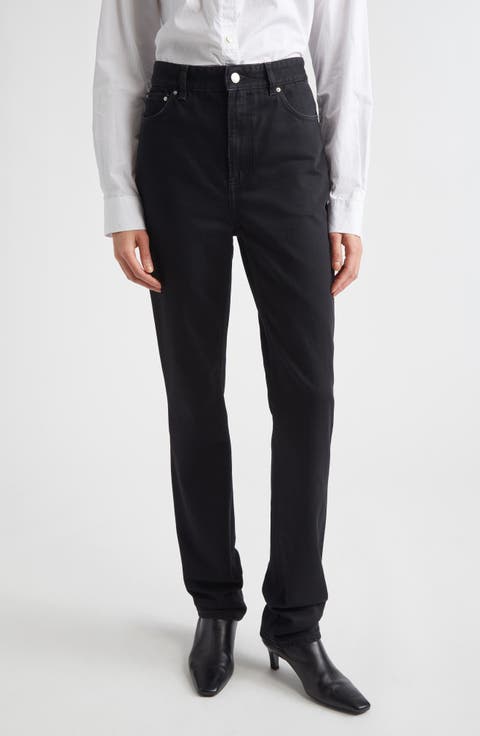 High Waist Organic Cotton Slim Leg Jeans