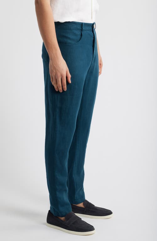 Alex Crane Cham Linen Straight Leg Pants In Dusk