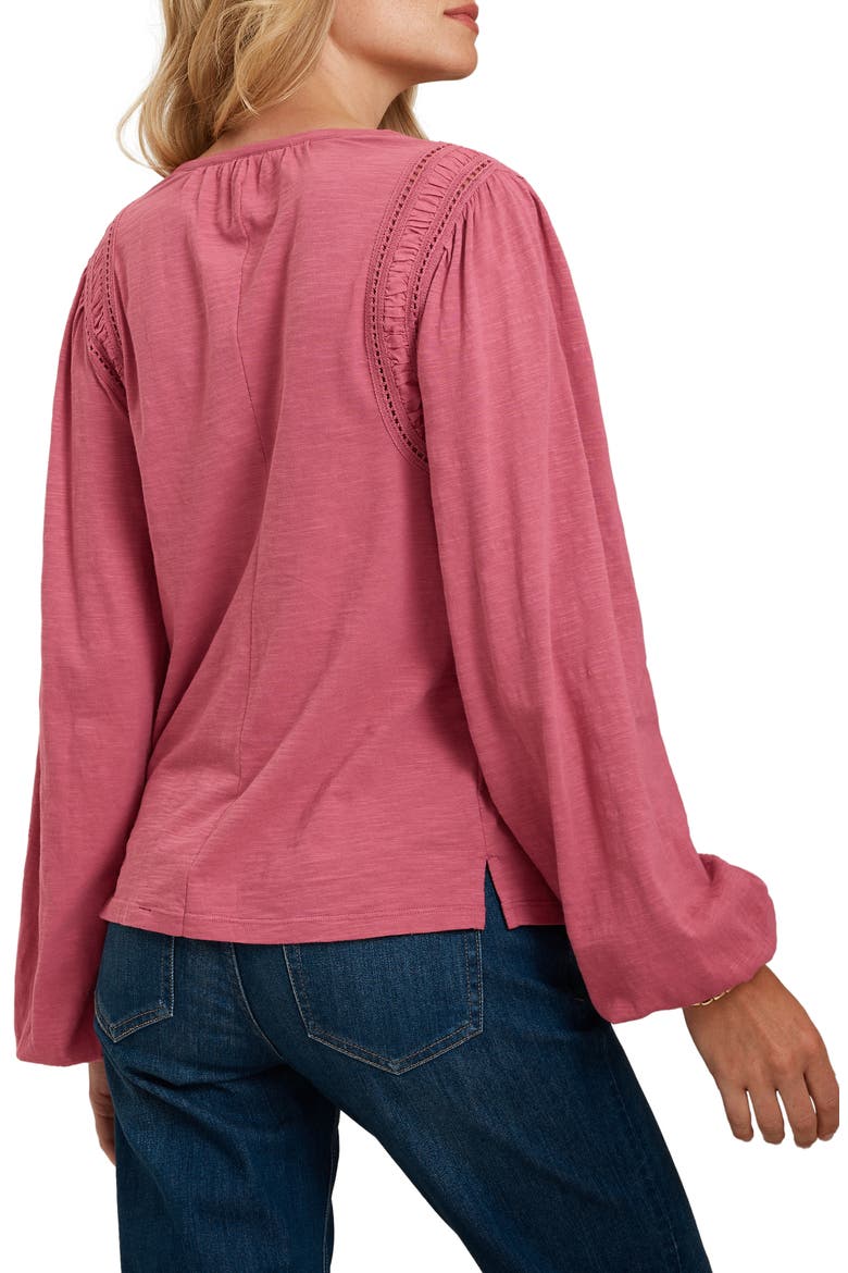 Mixed Media Ruched Long Sleeve Top, Alternate, color, MULBERRY MIXER