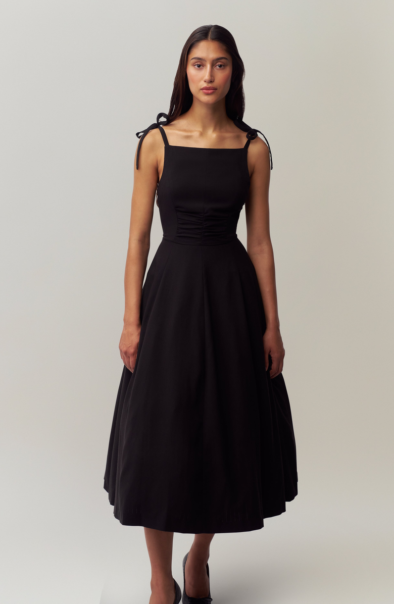 Guizio Brigitte Midi Dress, Alternate, color, Black