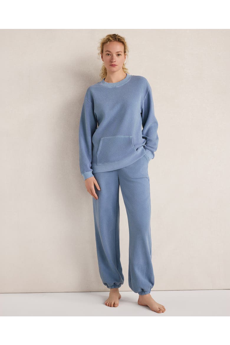 Resti Organic Cotton Waffle Cuffed Pants, Main, color, Garment Dye River