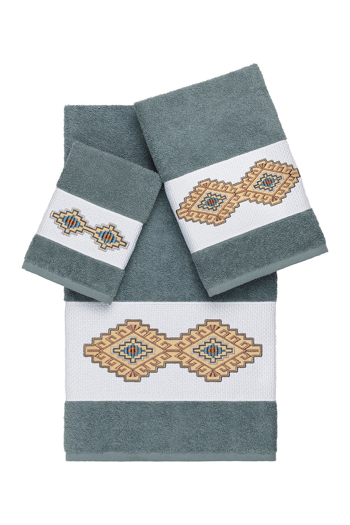 Linum Home Textiles Gianna 3-Piece Embellished Towel Set - Teal ...