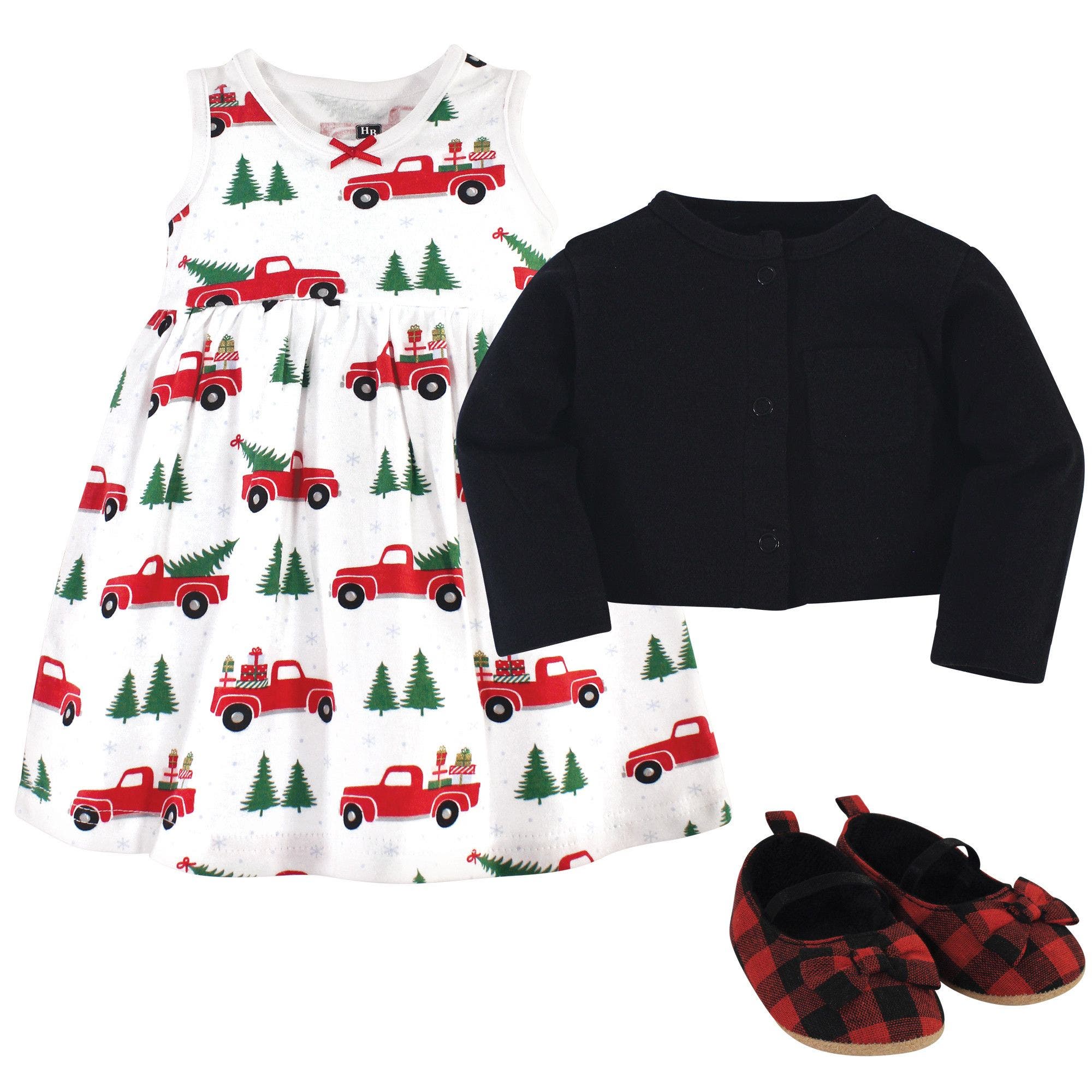 Hudson Baby Cotton Dress, Cardigan And Shoe Set | Nordstrom