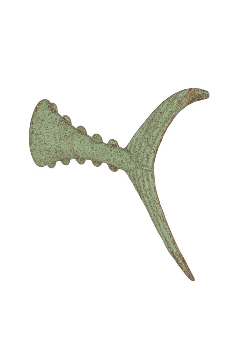 Distressed Metal Tuna Tail Accent Décor, Main, color, Aqua