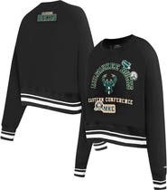 PRO STANDARD Women's Pro Standard Black Milwaukee Bucks Area Code Cropped Pullover Sweatshirt