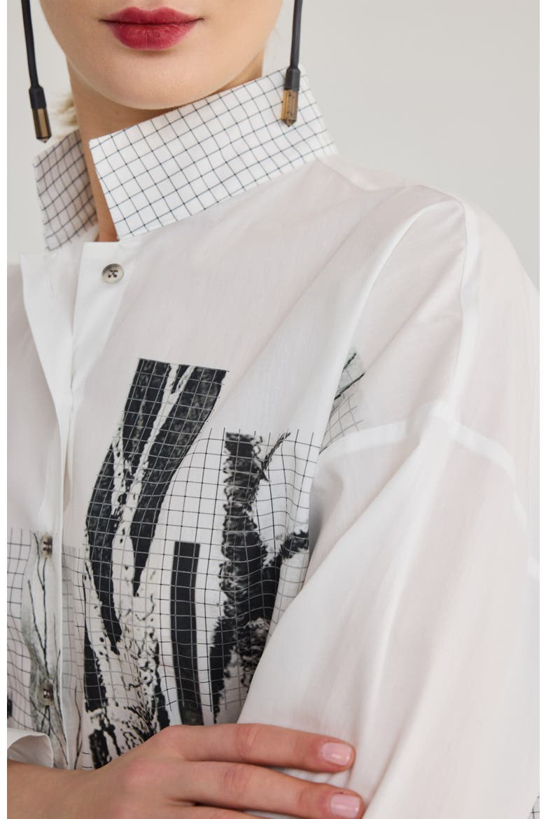 Shiloh Printed Cotton Shirt, Alternate, color, Black Print