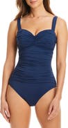 BLEU by Rod Beattie Kore Shirred Underwire One-Piece Swimsuit