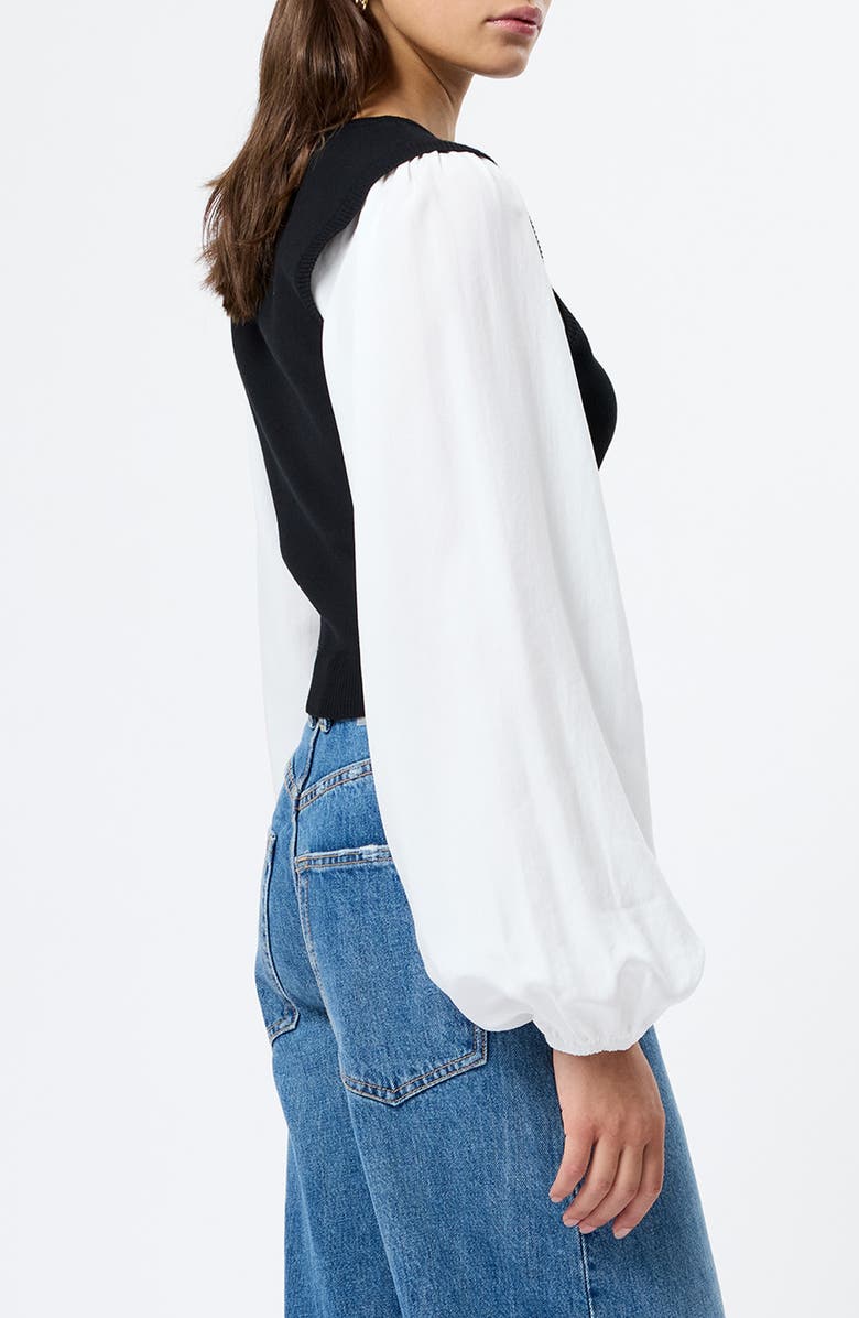 French Connection Maxime Layered Look Sweater Vest, Alternate, color, 02-Black-Summer White