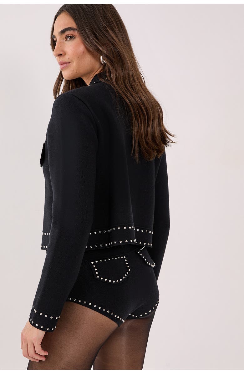 NASTY GAL Knitted Western Stud Detail Cardigan, Alternate, color, Black