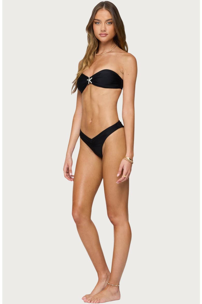 Starfish Bandeau Bikini Top, Alternate, color, BLACK