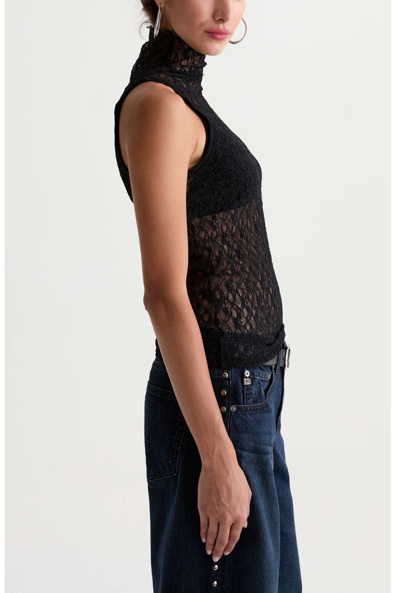 Faey Mock Neck Lace Tank, Alternate, color, SUPER BLACK