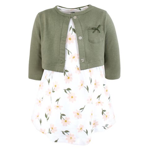 Soft Cotton Dress With Coordinating Cardigan