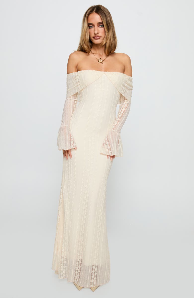 Princess Polly Perdita Long Sleeve Lace Maxi Dress, Alternate, color, Cream