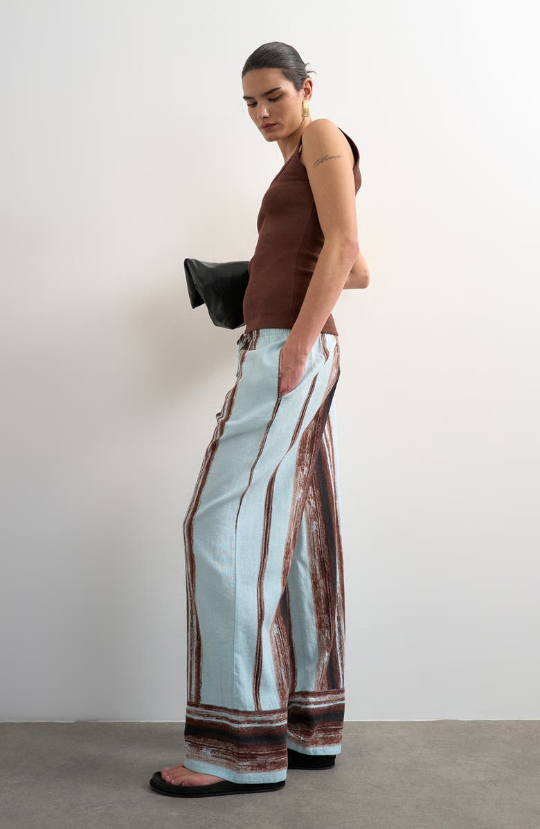 Topshop Stripe Linen Blend Pants, Alternate, color, Multi