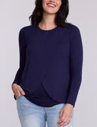 MOTHERHOOD MATERNITY Crewneck Long Sleeve Draped Nursing Tee