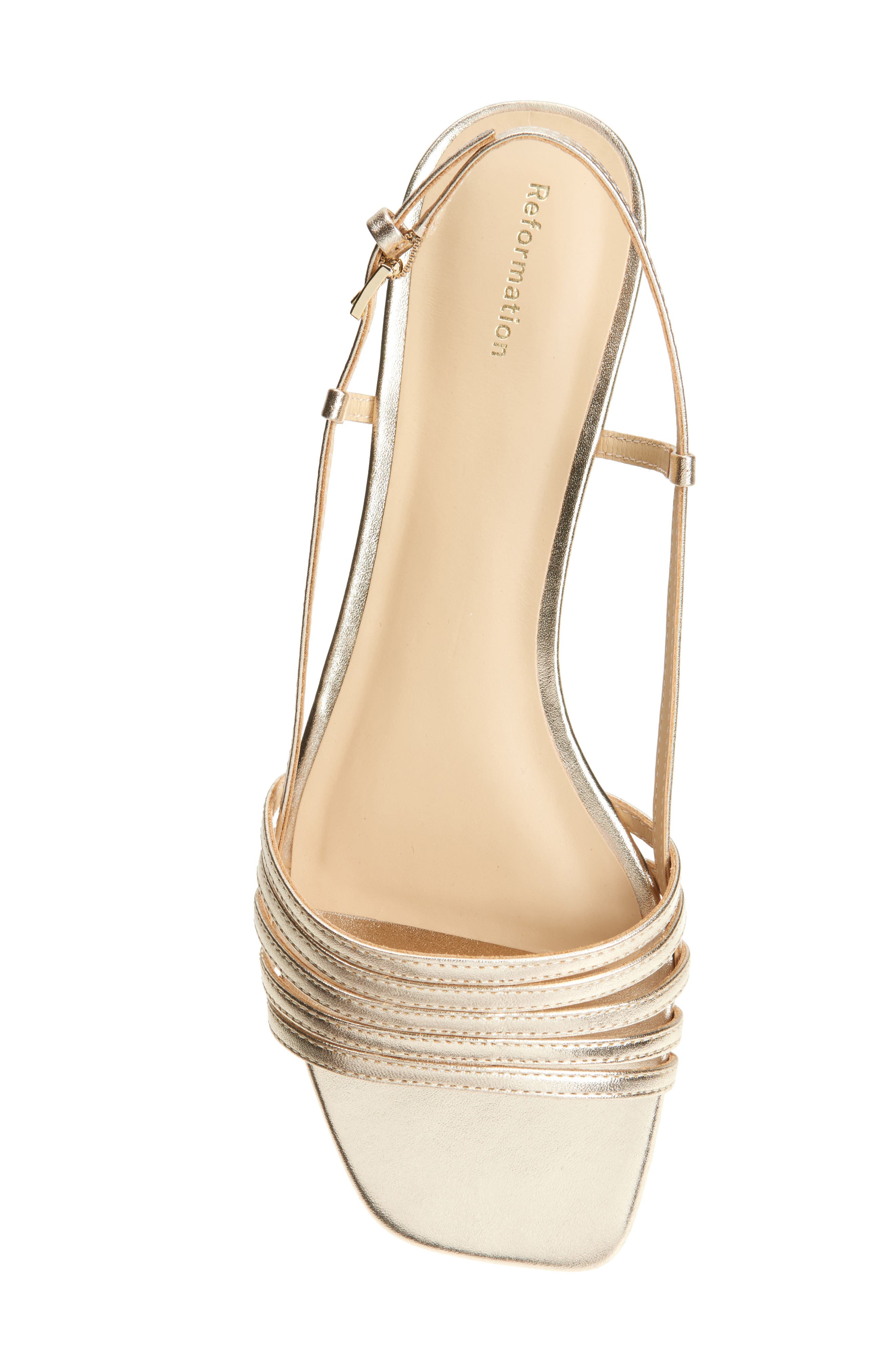 Reformation Millie Lattice Flat Sandal, Alternate, color, Gold