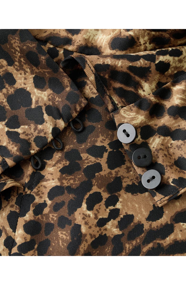 MANGO Leopard Print Satin Shirt, Alternate, color, Brown