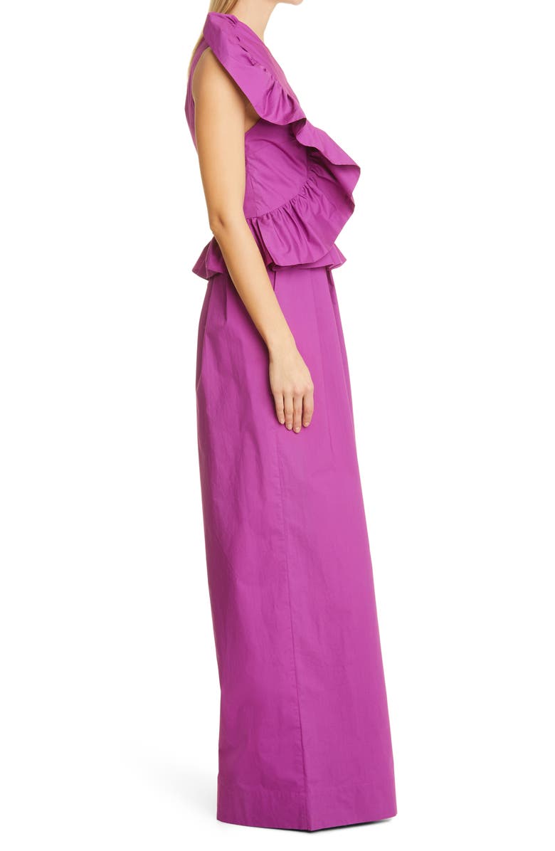 Ulla Johnson Solana Ruffle One-Shoulder Jumpsuit, Alternate, color,