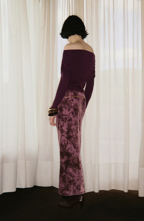 Mango Off The Shoulder Sweater In Burgundy